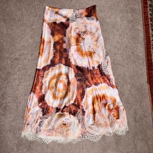 Satin Lace Vintage Style Maxi Skirt